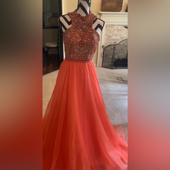 SALE!!! CORAL Jovani COUTURE Ball Gown from Henri's - Picture 5 of 17